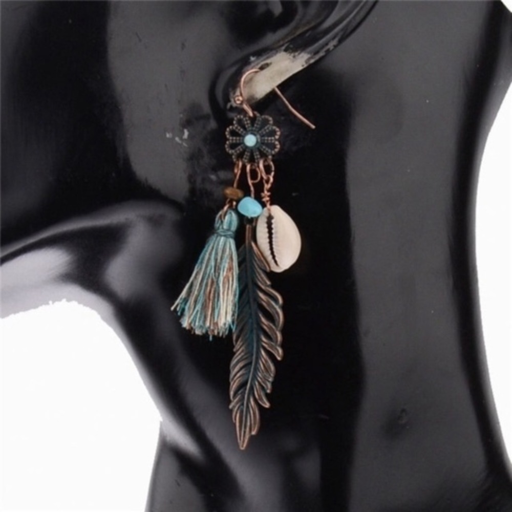 Last one! Vintage boho feather earrings - Picture 4 of 8